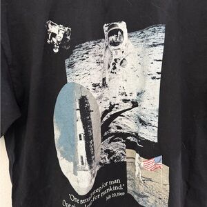 Black Graphic Tee with neil Armstrong nasa Print